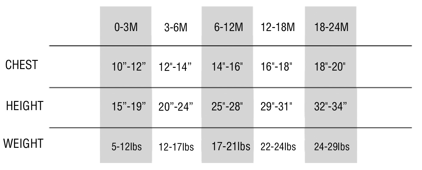 Apparel Size Chart @ Royal Apparel