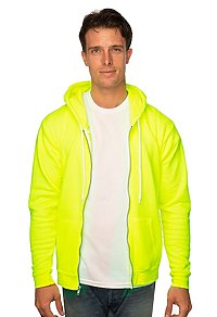 Unisex Fashion Fleece Neon Zip Hoodie
